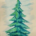 Watercolor Evergreen Tree