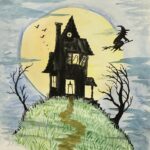 Watercolor Haunted House